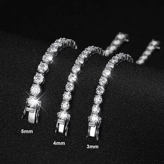 D VVS1 Moissanite Tennis Bracelet Original S925 Sterling Silver Plated 18K White Gold with GRA Bracelets for Women Man